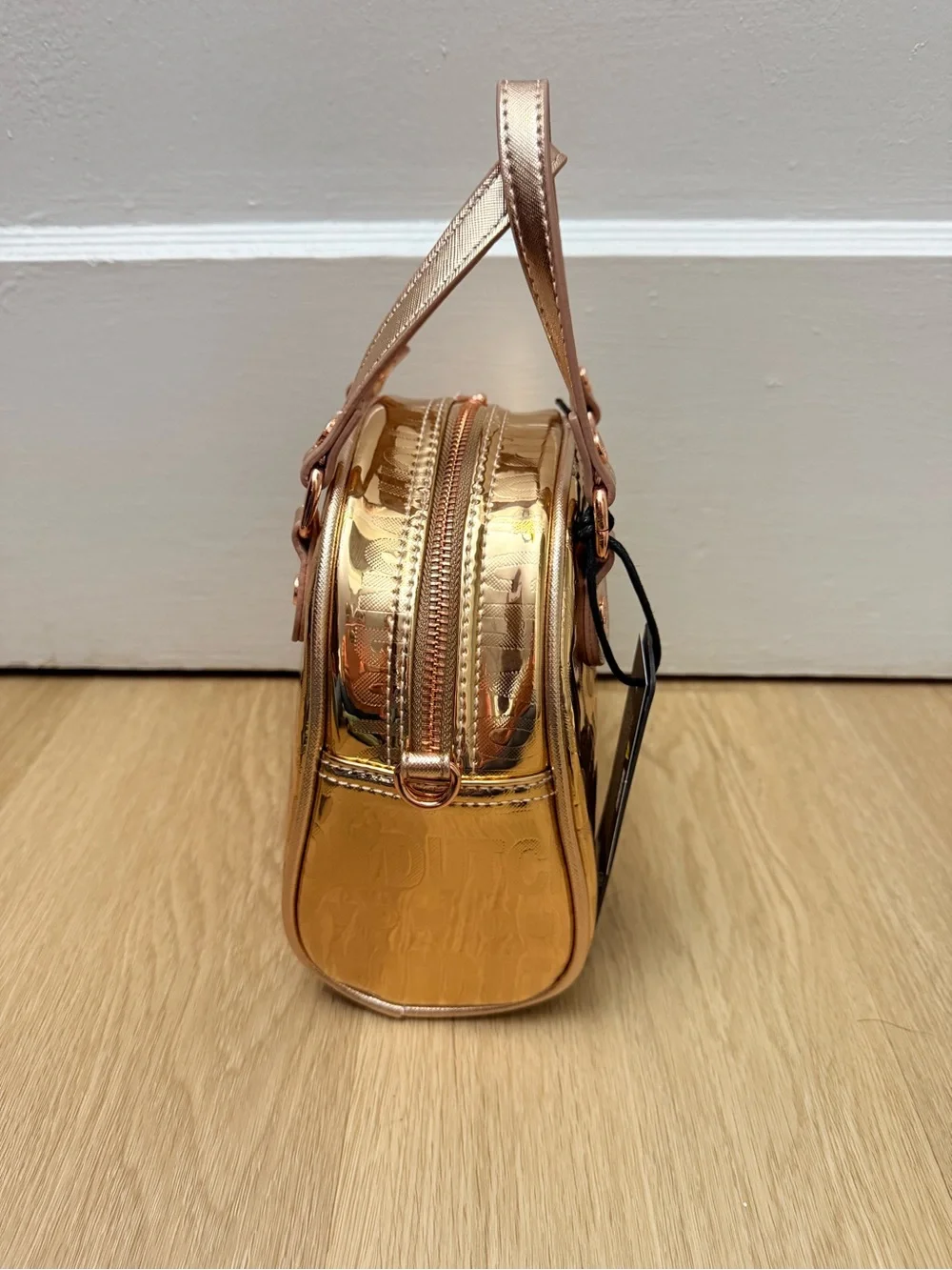 Von Dutch Metallic Rose Gold Mini Dome Satchel